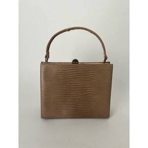 Antique Mam’selle Original New York Tan Croc Leather Clutch Handbag
